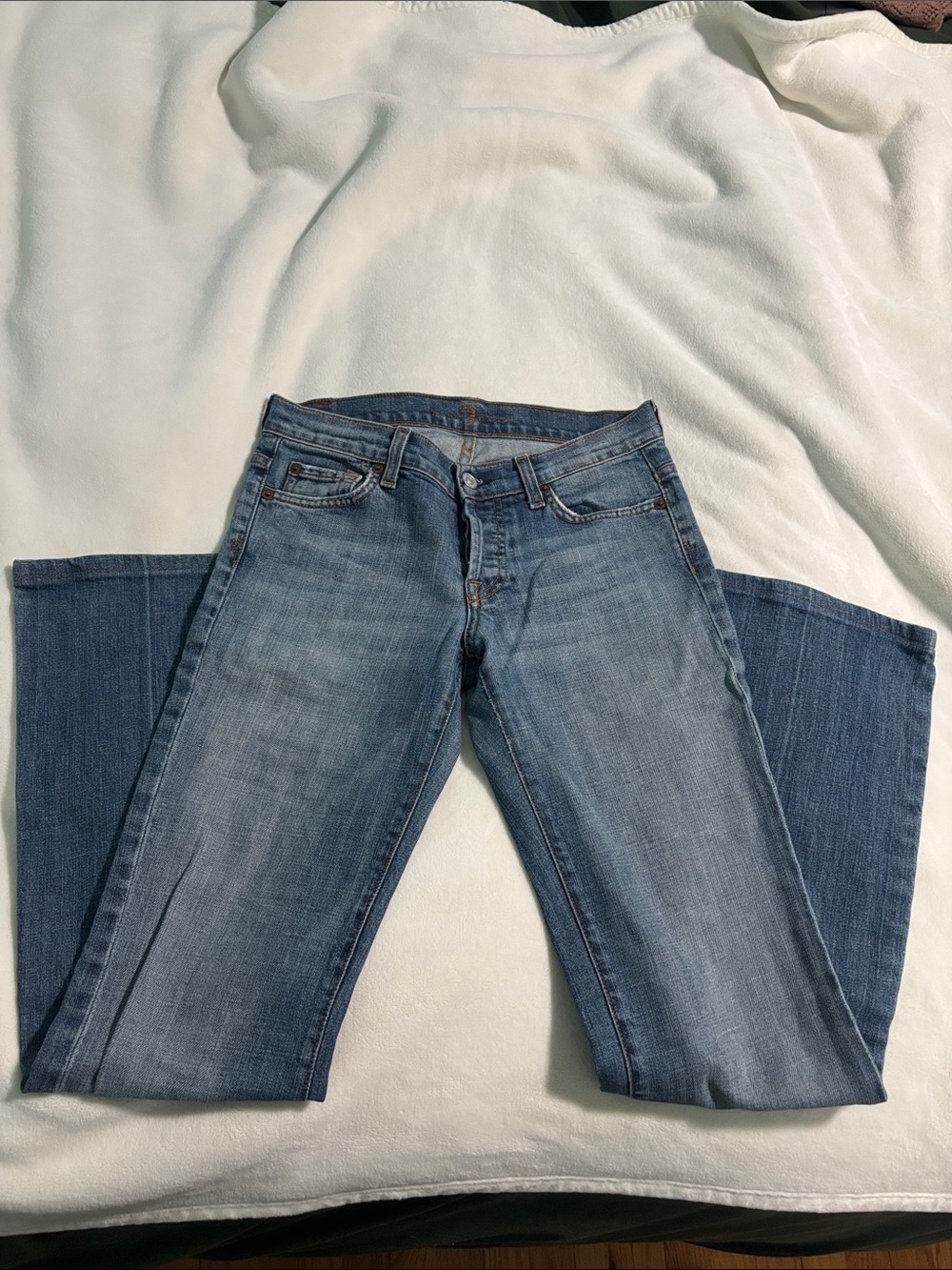 7 For All Mankind Light-Midwash Blue Flare Jeans